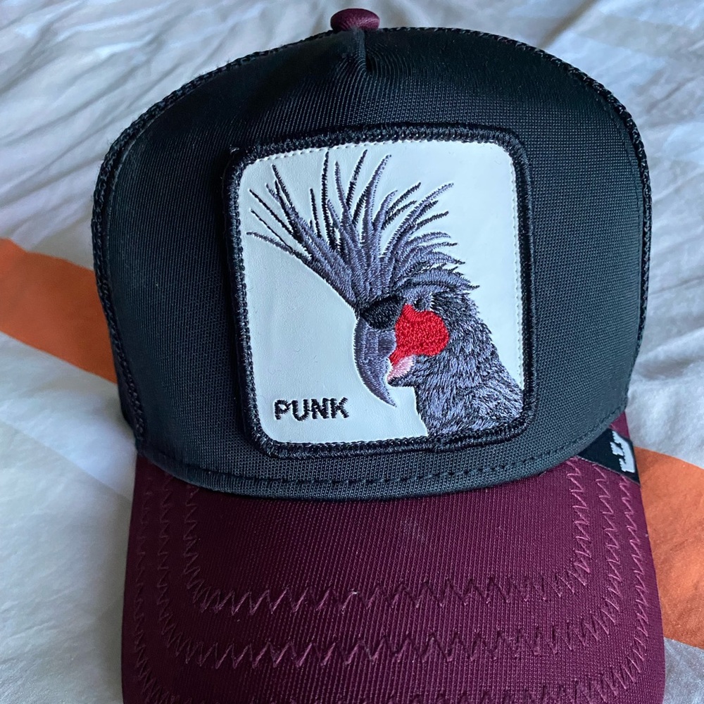 Goorin Bros Black and Burgundy Punk Hat